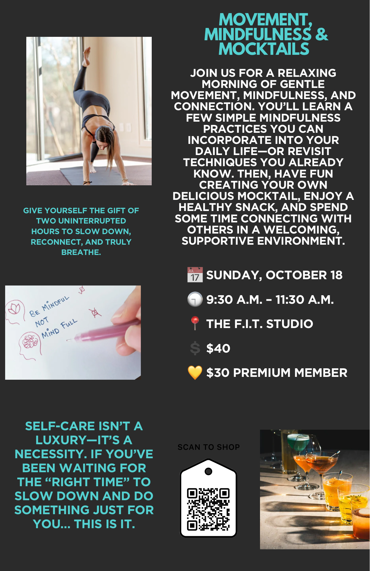 Self Care Workshop- Movement, Mindfulness & Mocktails- Oct 218